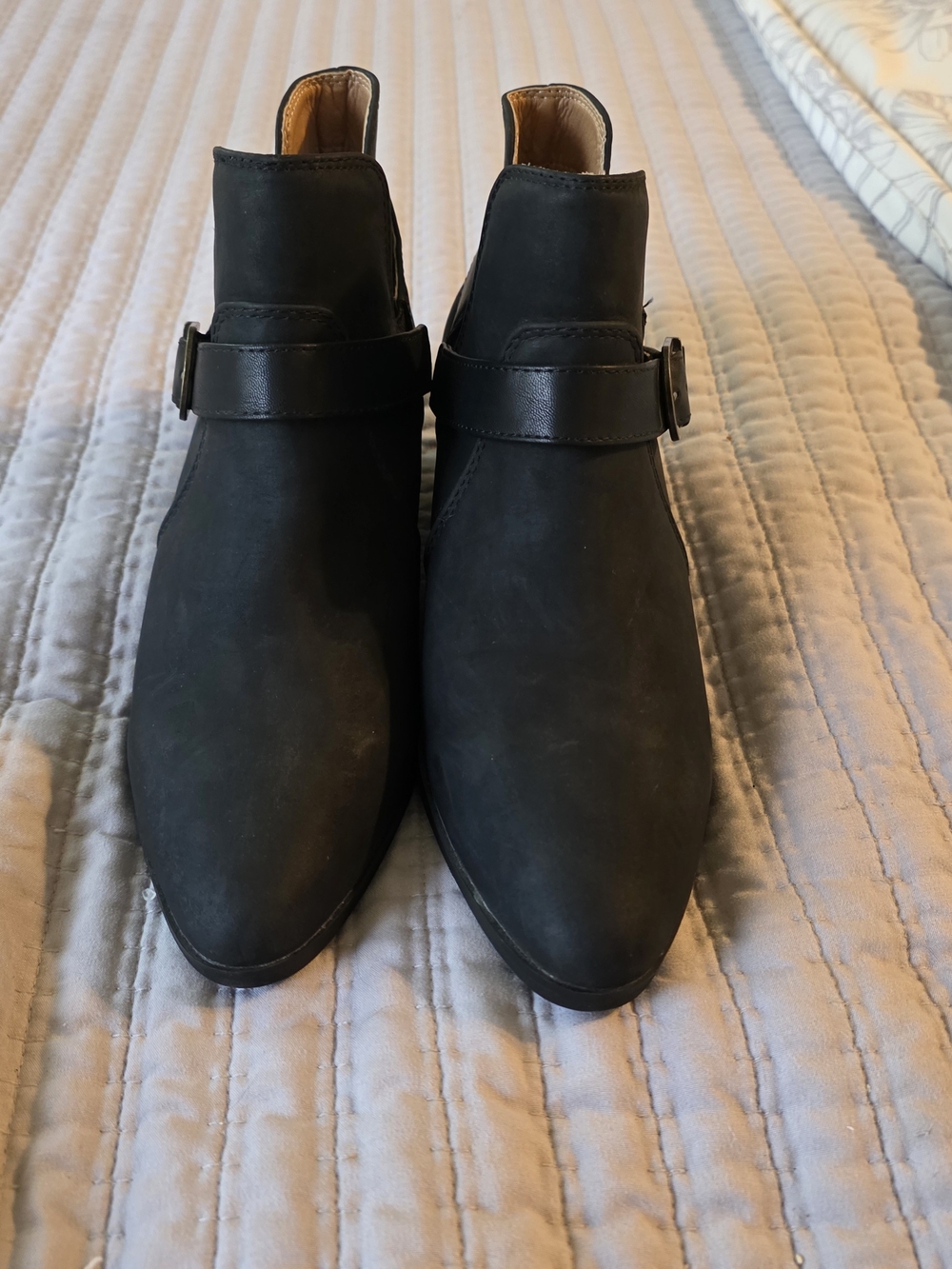 Wonderly Black Nubuck Ankle Booties with Side Strap